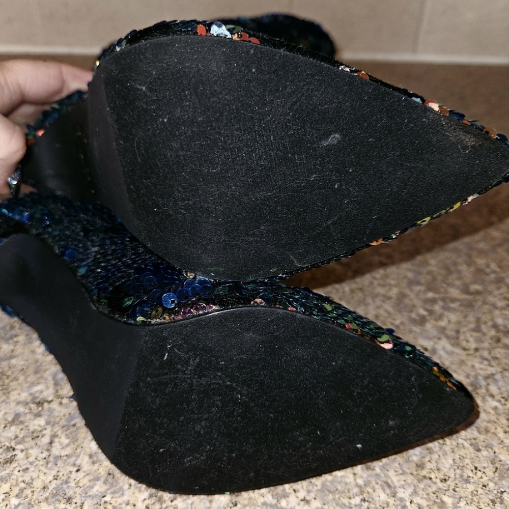 Sequin & Velvet Covered Stiletto Calf Boots NWT - Colorful NWT Size 6 - Picture 2 of 9